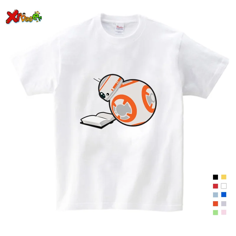 Толстовки с капюшоном для маленьких мальчиков; BB-8 «Звездные войны»; сезон осень-зима; Детские свитшоты; футболка с длинными рукавами; Одежда для маленьких девочек; зимняя одежда - Цвет: Kids T-shirt white