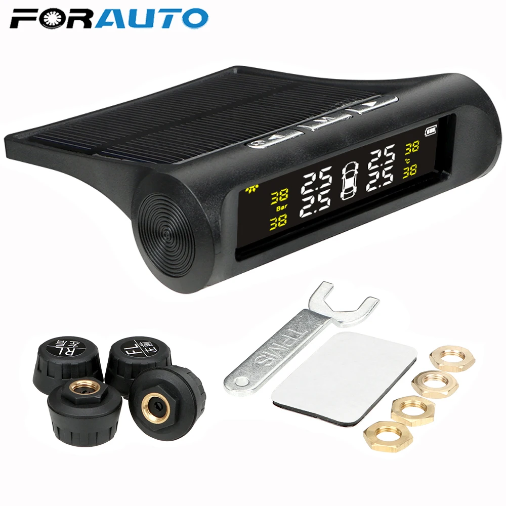 FORAUTO Smart Car TPMS система контроля давления в шинах солнечная энергия цифровой ЖК