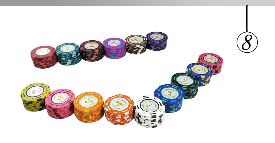 Easytoday 20Pcsset Upscale Poker Chips Set 14g Clay Embedded iron Texas Hold'em Baccarat Professional Poker Chip Games (8)