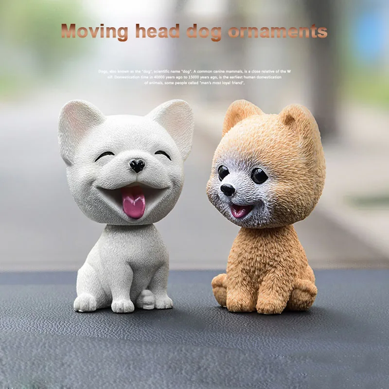 

1 Pcs Lovely Shaking Head Dog Ornament Resin Cute Nodding Decoration Gift For Car Interior Home Room