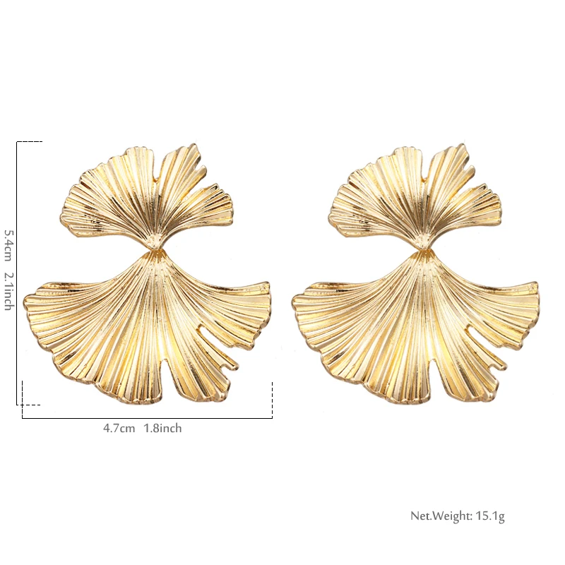 Yhpup, модный бренд, очаровательные серьги-гвоздики в виде листьев, новинка, золотые массивные металлические серьги для женщин, вечерние ювелирные изделия, подарок Brincos