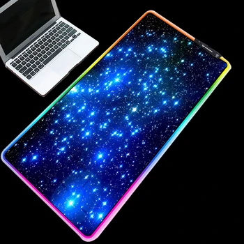 

Yuzuoan Cosmic Blue Star USB with Line LED Color Light Illumination RGB Gamer Comfort Control Thickened Computer Mouse Pad