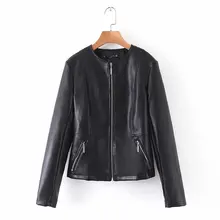 Стильная Осенняя Женская куртка из искусственной кожи с круглым вырезом, повседневная женская меховая куртка с застежкой-молнией, пальто для девочек, уличная верхняя одежда