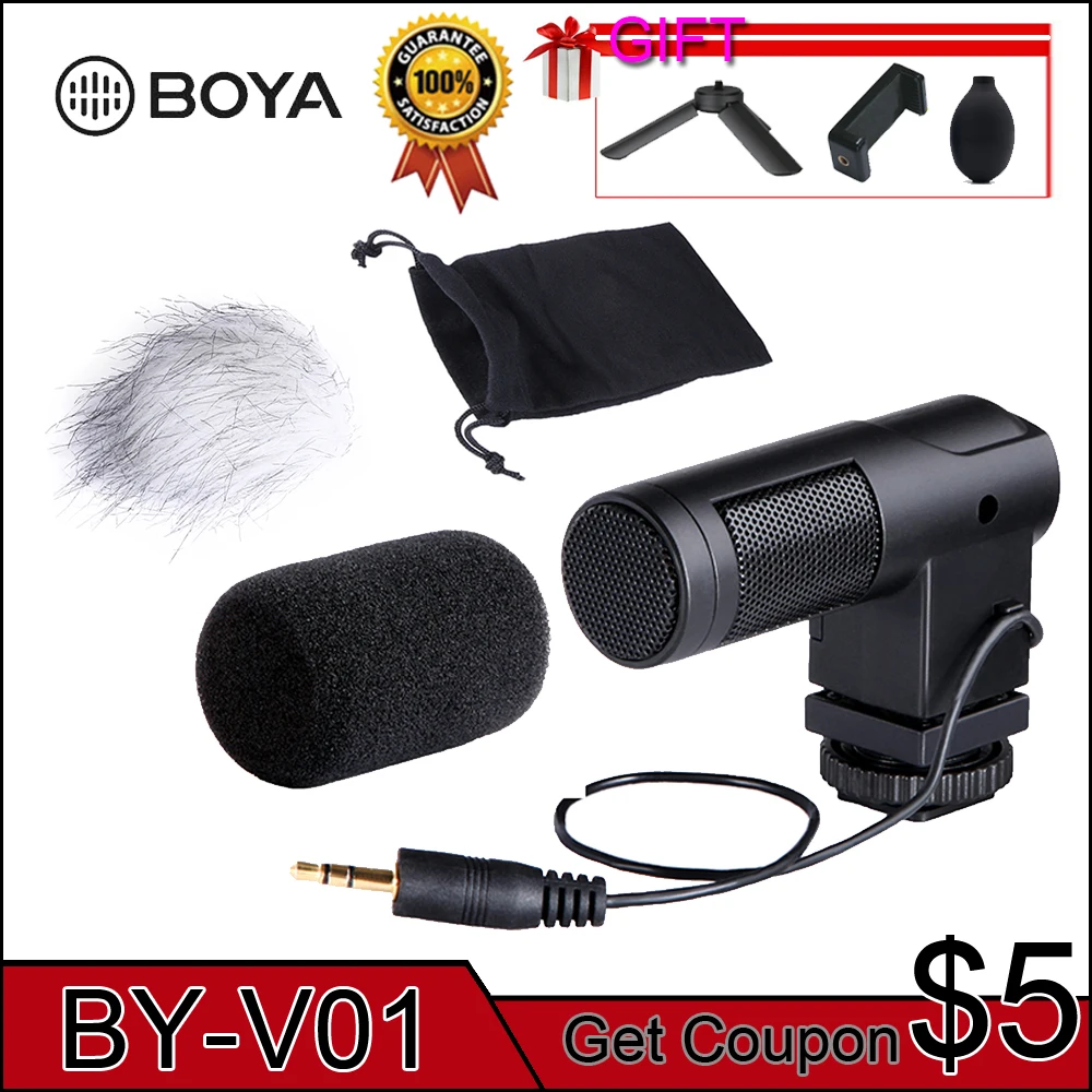 BOYA BY-V01 3,5 мм разъем мини стерео микрофон X/Y камера конденсаторный микрофон для цифровой DSLR Canon Nikon Pentax sony камера DV