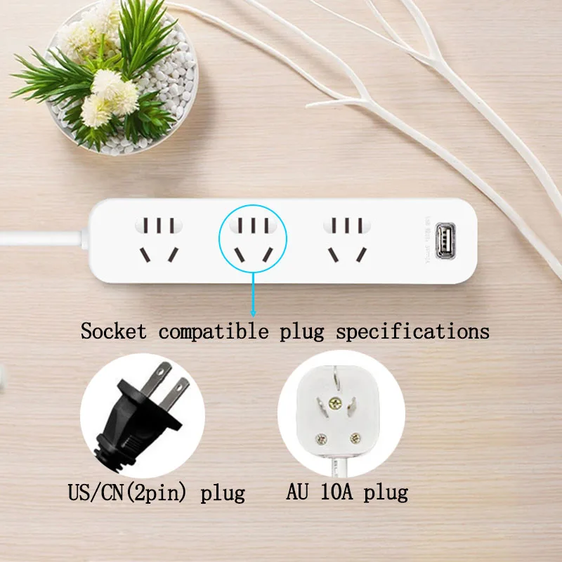 Блок питания 3 розетки переменного тока USB выход электронный смарт-удлинитель европейская вилка адаптер AU/CN розетка 1,2 м шнур питания