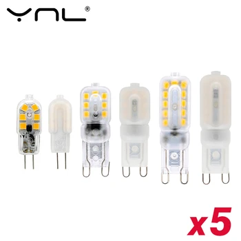 5 개/몫 LED G4 G9 2W 3W 5W 전구 AC 220V AC DC 12V SMD2835 스포트 라이트 샹들리에 조명 교체 20w 30w 할로겐 램프