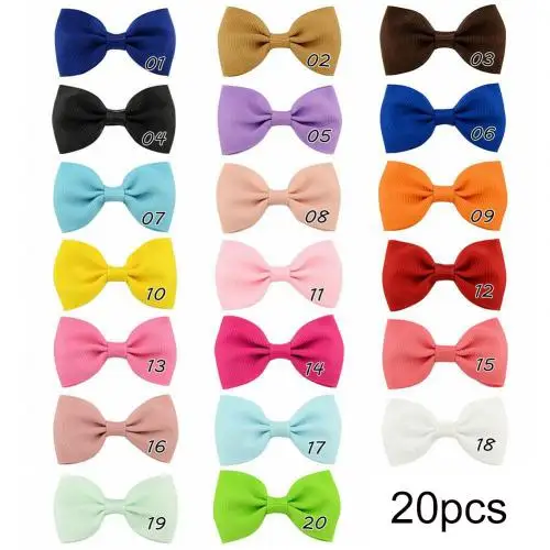 Multicolor 20 шт Девушки Бант сплошной цветной головной убор утконоса заколка для волос Бант Шпилька заколка для волос аксессуары для волос шпилька для девочек в форме банта - Цвет: Multicolor