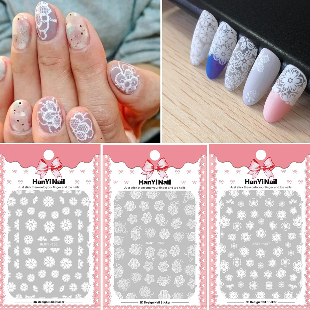 

BGVfive1 Sheet Girls Lace Flower Nail Stikcer Flower Nail Wrap Decor Manicure Pedicure Sticker Decal