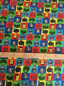 

160*50cm The Avengers Hulk Iron Man cotton knitted fabric stretchy 4 WAY Printed cartoon DIY boy jersey fabric
