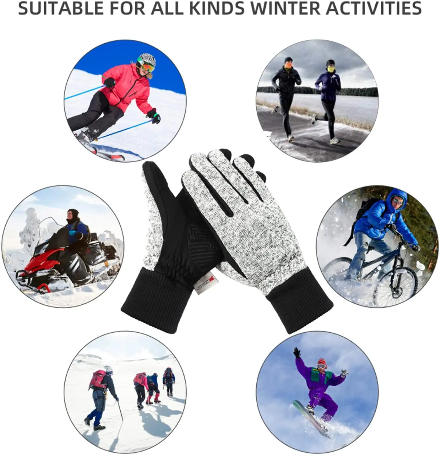 Winter Gloves -10℃ 3M Thinsulate Thermal Gloves Coldproof Warm Running Gloves Touchscreen Road Bike Cycling Gloves for Men Women 5
