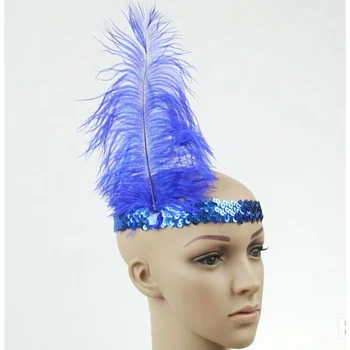 

Cute Bright Prop Feather Headband Flapper Sequin Headpiece Costume Head Band Sexy Dancing Party Novelty Feather Headband