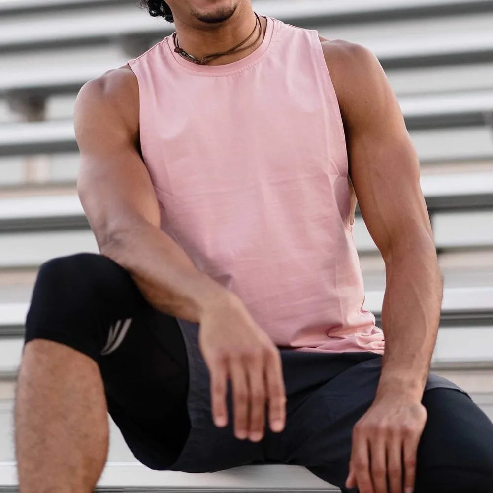 Summer Men Sleeveless Running Tank Top Sports Fitness Workout Vest Gym Muscle Bodybuilding Loose Tanks Plus Size M-3XL