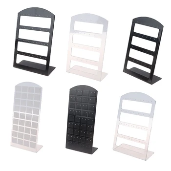 

48Holes/24Holes Jewelry Organizer Stand Black Plastic Earring Holder Pesentoir Earrings Display Rack Etagere Jewelry Display