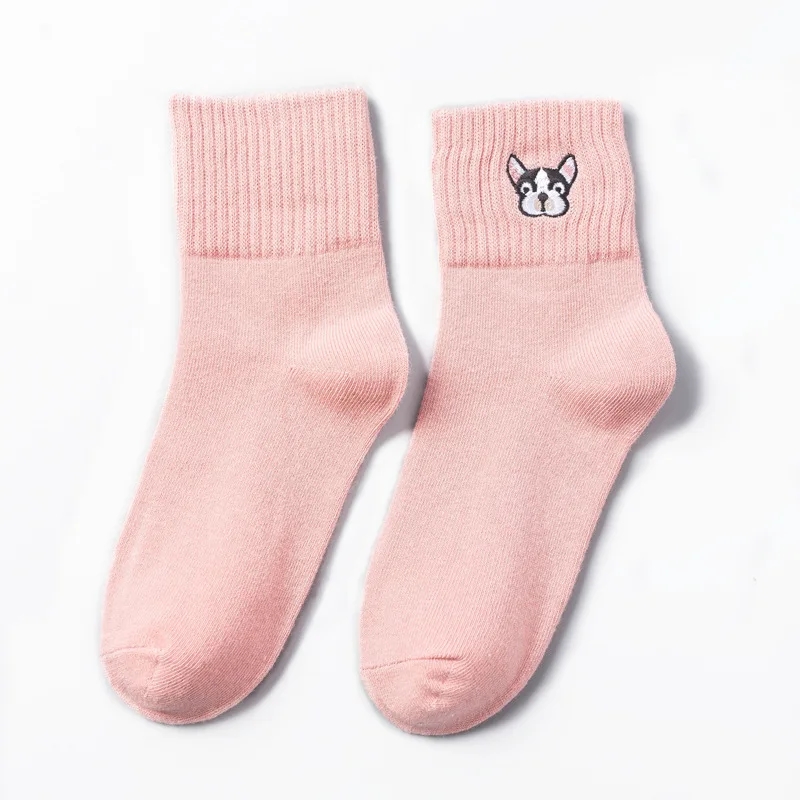 Moda Mulaya/новые женские носки зимой года, японские носки с вышивкой животных из мультфильмов, женские короткие носки из хлопка - Цвет: 51324