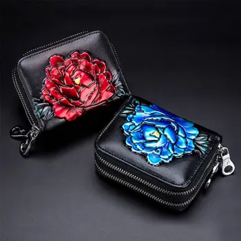 

Women Rose Flower PU RFID Blocking Wallet Credit Card Holder Case Zipper Purse C90E