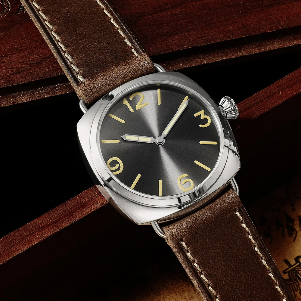 San Martin Stainless Steel Fashion Simple Automatic Men's Mechanical Watch Holvin Leather Strap Relojes 200M Water Resistant