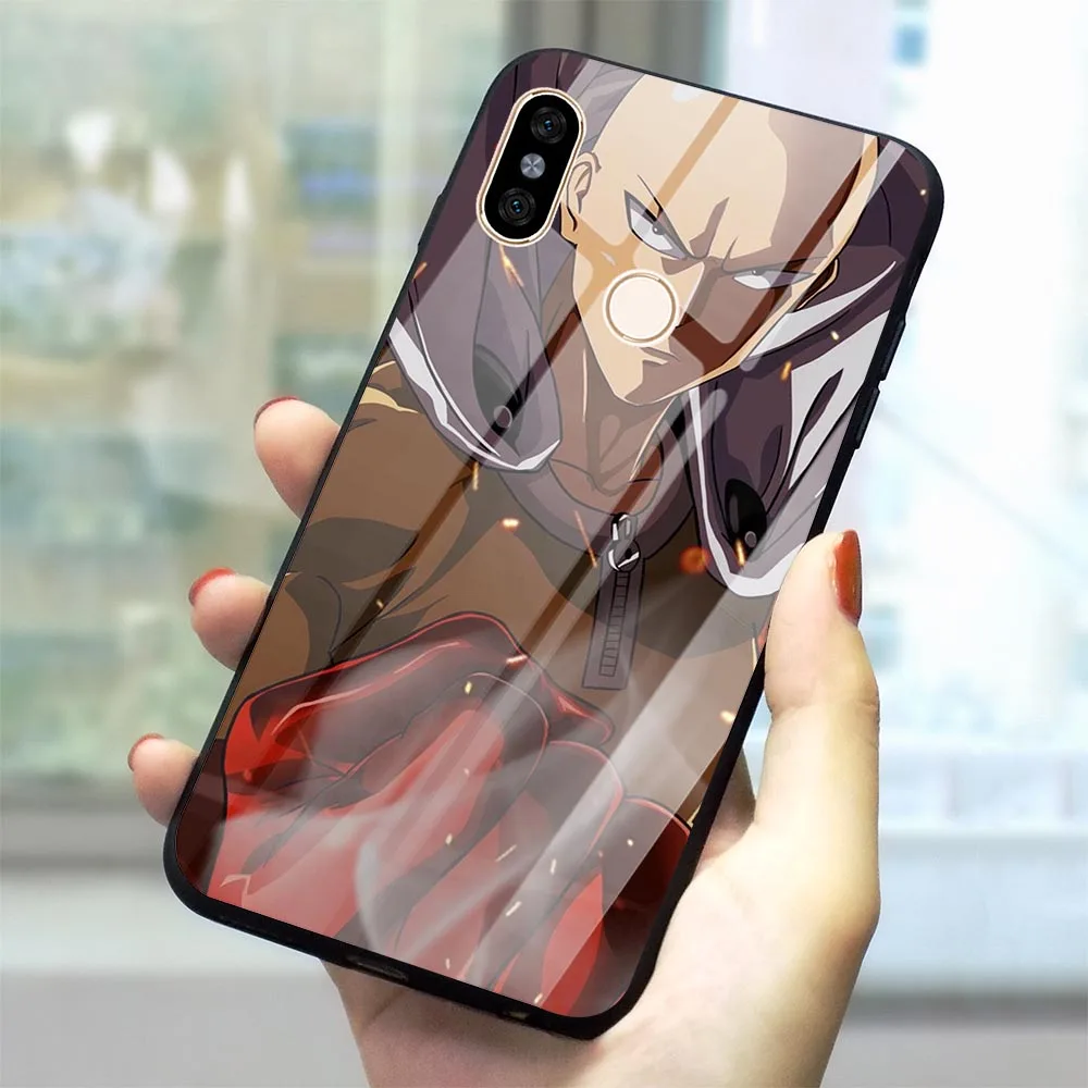 One Punch Man Phone Cover For Redmi 4X Tempered Glass Case Mi A1 A2 8 Lite 9 Poco F1 6A Note5/6/7 Pro | Мобильные телефоны и