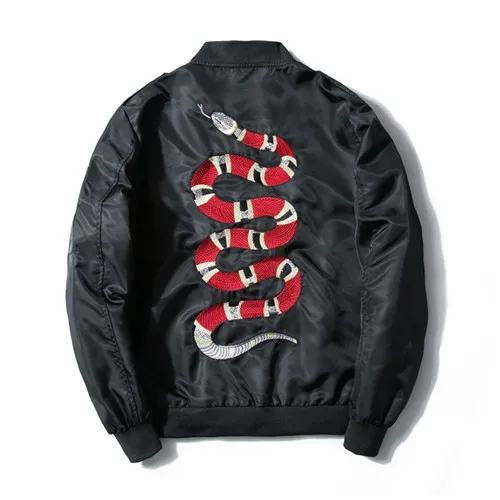 Zogaa Мужская Военный Полет Куртка бомбер модный дизайн вышитая серпантин весенняя куртка пальто мужское панковское пальто со змеей