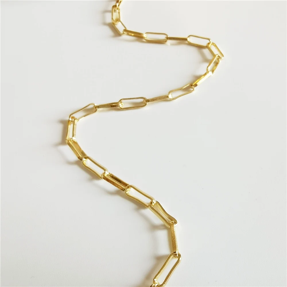 FUWO High Quality Gold Long Box Chain With 24k Gold Dipped Anti-Tarnish Necklace For Jewelry Making 5meter/Lot NC017