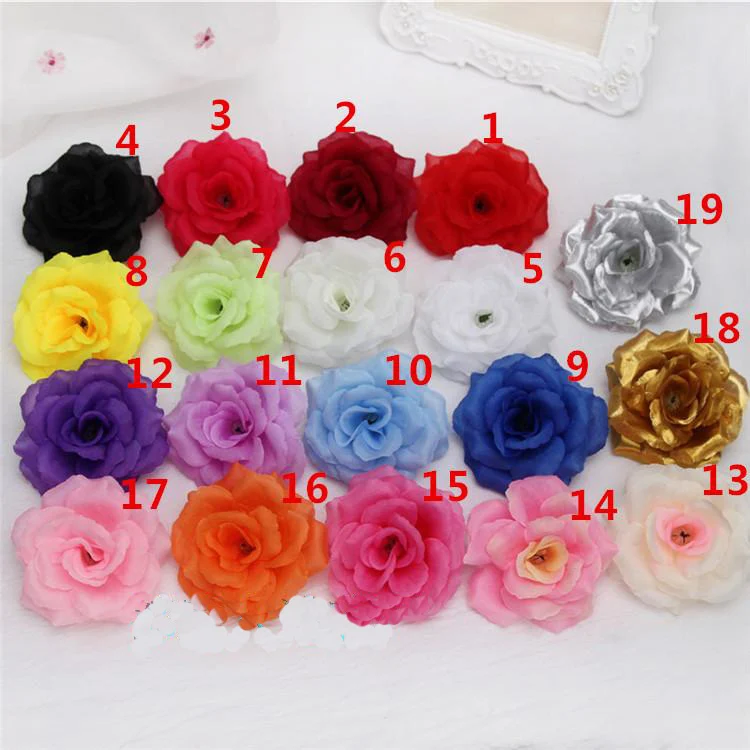LOT 5PCS 8cm Artificial Roses Flower Heads DIY Wreath Gold Black Fake