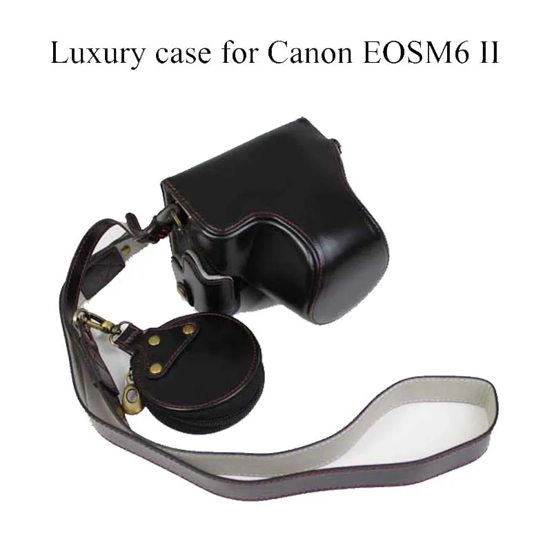 Black Camera Accessories Full Body Camera PU Leather Case Bag with Strap for Canon EOS M6 Color : Coffee Black Camera Accessories Full Body Camera PU Leather Case Bag with Strap for Canon EOS M6 Color : Coffee