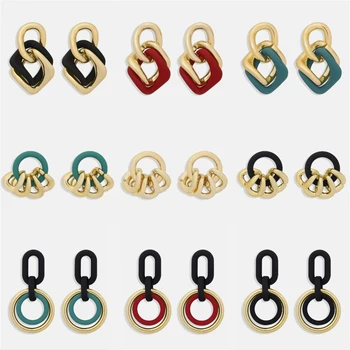 

Miwens Irregular Resin Round Connect Drop Earrings For Women Vintage Maxi Acrylic Pendant Dangle Earrings Black Green Ear Bijoux