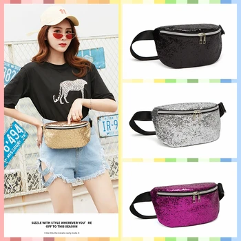 

Fashion Woman Waist Bag Paillette Pocket Chest Package Fanny Packs Money Bag Hip Bags Purse Coin Travel Money Make-up Pouch 2020