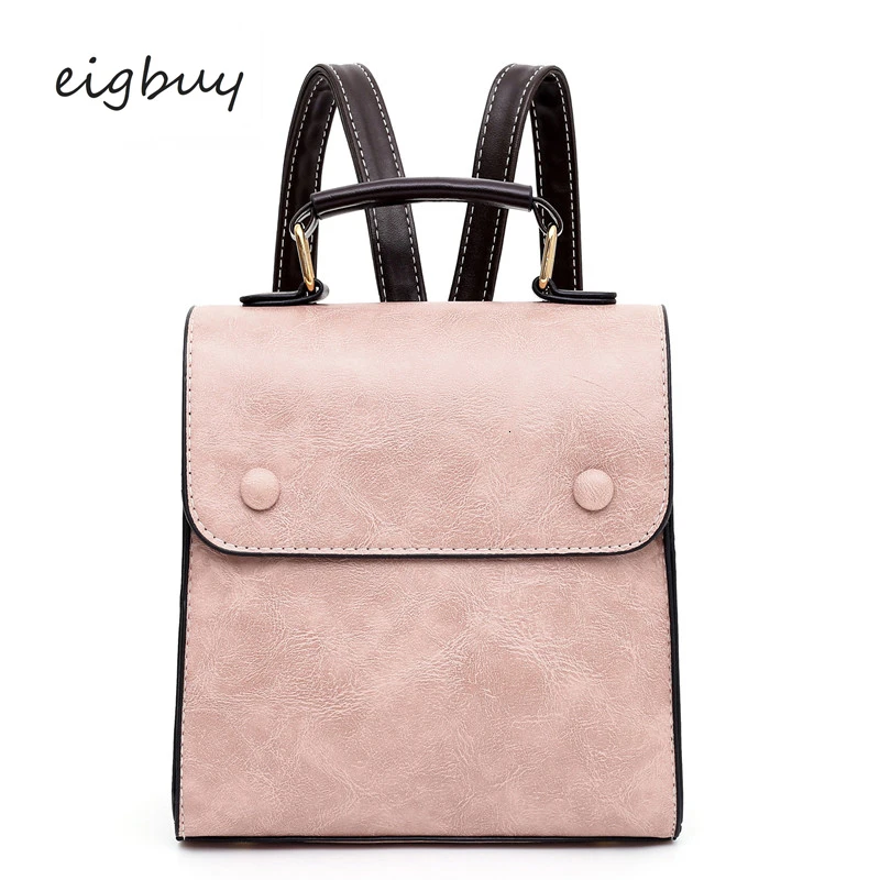 

Ladies Backpack Shopping Bag Famous Brand College Solid Hasp Pu Black Retro School Bags For Teenagers Mochilas Purse Plecak