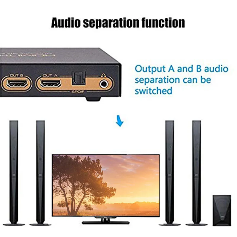 HDMI сплиттер/коммутатор/экстрактор, расширенный HDMI сплиттер поддерживает Full HD 3D 1080P US Plug