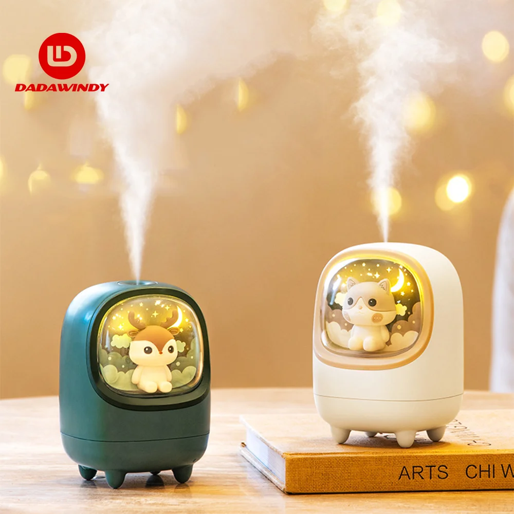 

Portable Air Humidifier USB Wireless Ultrasonic Aroma Essential Oil Diffuser Cute Pet Humidificador with Atmosphere Lamp Home