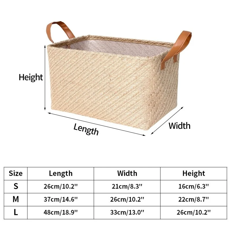 Wicker Baskets, Rectangular Jute Storage Baskets, Foldable Organizers, Various Toy Items, Laundry Containers 6