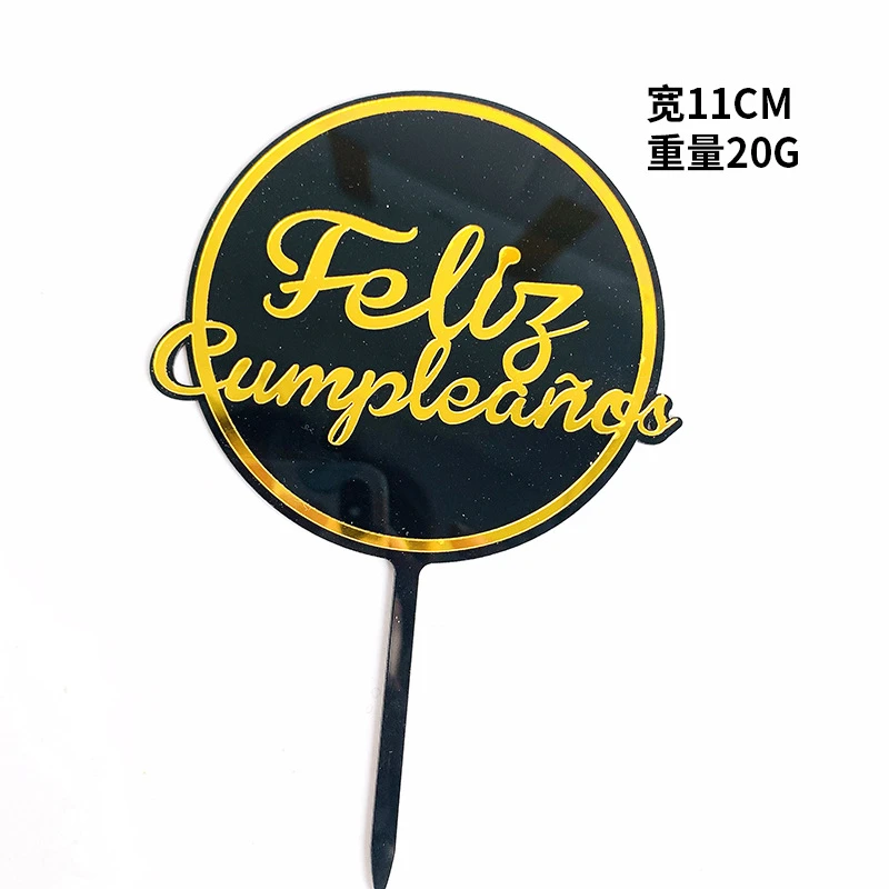 スペイン語のfelizthpleanosアクリルケーキトッパーゴールドディイバースデーカップケーキトッパー子供のための装飾誕生日パーティーケーキの装飾 ケーキデコレーション用品 Aliexpress