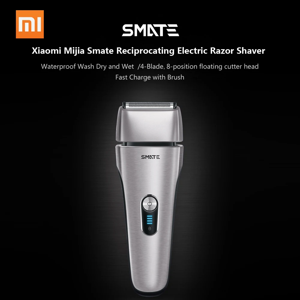 Электробритва SMATE для Xiaomi Razor Mijia, возвратно-поступательная бритва, Мужская бритвенная машина, четыре лезвия, моющиеся, быстрая зарядка, с щеткой