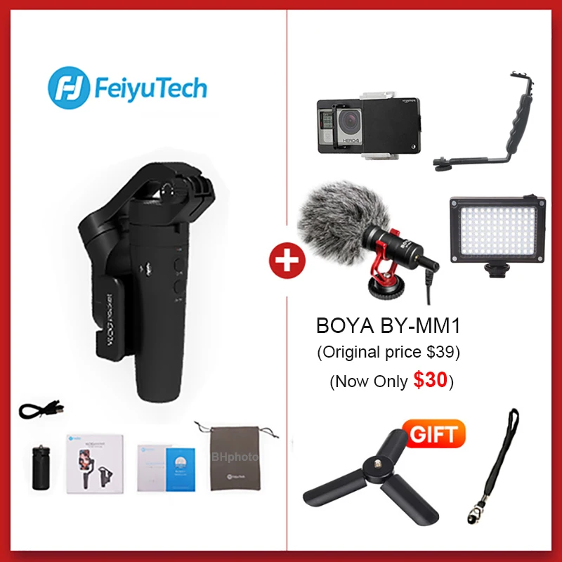 black whole set 1 FeiyuTech Vlog Карманный 3-осевой ручной карданный стабилизатор смартфона для iPhone X 8 HUAWEI P30 pro mi 9 Xiao mi VS DJI Osmo Mobie 3 - Цвет: black whole set 1