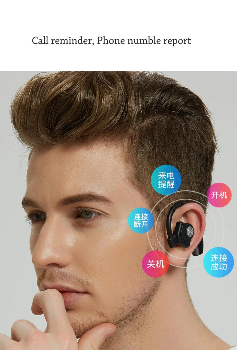 B1 Bluetooth наушники с шумоподавлением, ушной крючок, гарнитура, Bluetooth, беспроводные наушники 270 мАч, запасная батарея, регулятор громкости