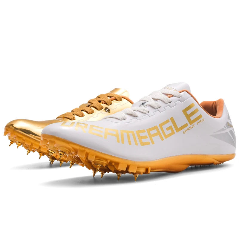 Мужская спортивная и полевая обувь профессиональные кроссовки для бега для мальчиков Золотые желтые шипы кроссовки для мужчин легкие кроссовки для бега