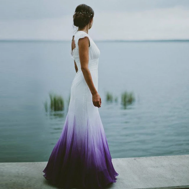White Purple Florals Lace Wedding Dresses Strapless Lace Up Back Plus Size  Gown | eBay