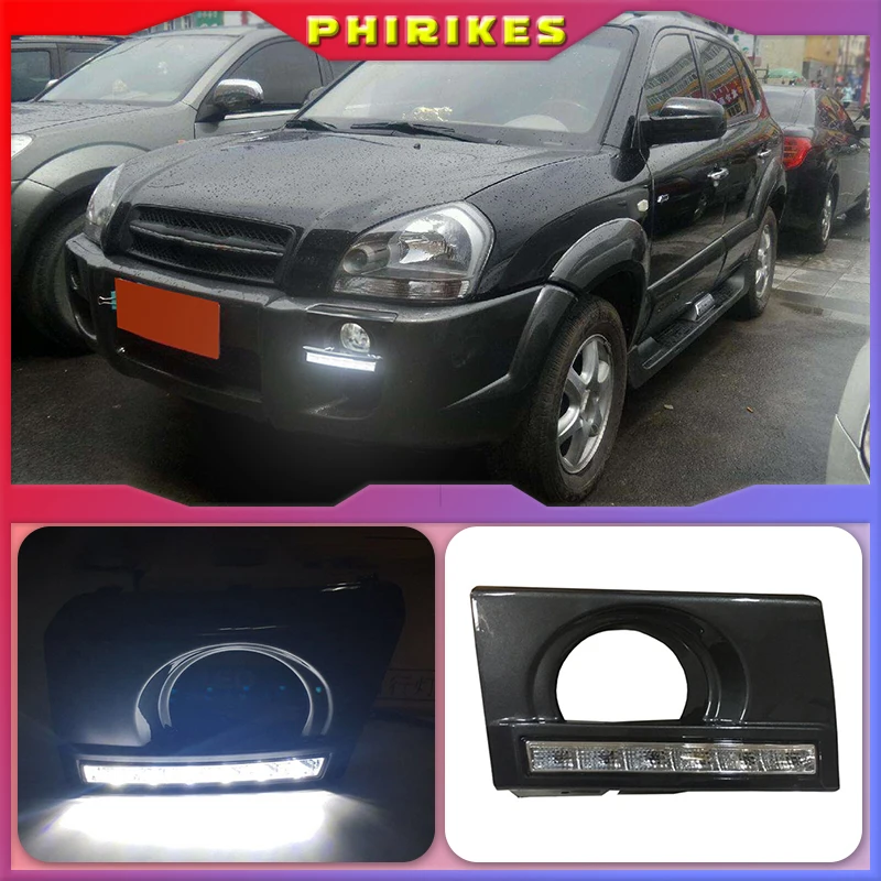 

Pair LED DRL Daytime Running Lights Lamp For Hyundai Tucson 2005 2006 2007 2008 2009 Signal Lamp Front White Light Accessories