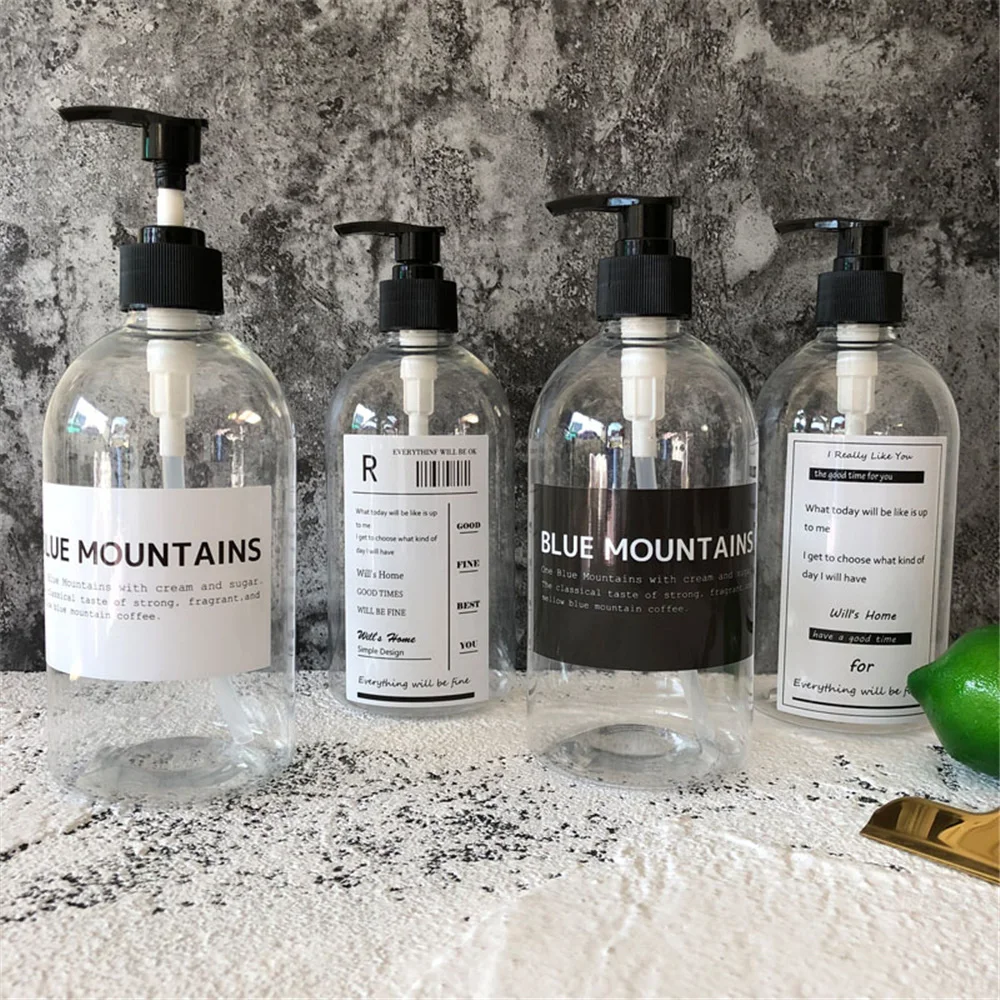 

Chic Home Bath Shampoo Soap Dispenser Bottle Nordic Ins Plastic Transparent Traveling Portable Liquid Press Storage Bottle 500ml