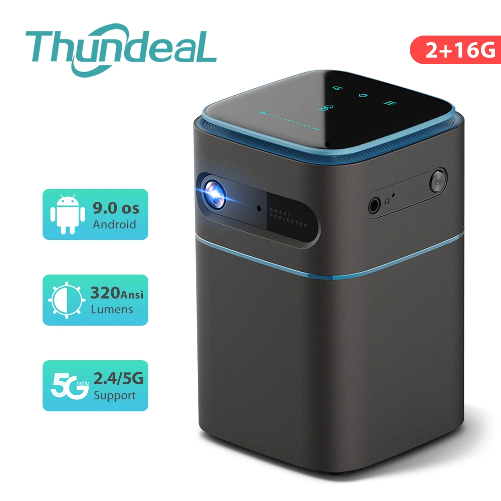 ThundeaL 2K 4K Mini DLP Projector Pocket Pico Android 9.0 WiFi TV DLP Video Portable Projector Home Outdoor Smartphone Beamer