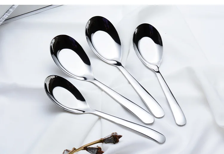 304 Stainless Steel round Handle Flat Spoon Large, Medium And Small Size 410 Chinese Style Household Ladel Spoon Wandering Peddl