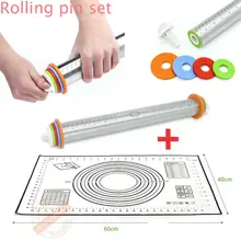 Профессиональные Скалки из нержавеющей стали 4 съемных толщиных кольца кондитерский коврик для теста пицца выпечка пирог печенье формы для выпечки инструмент