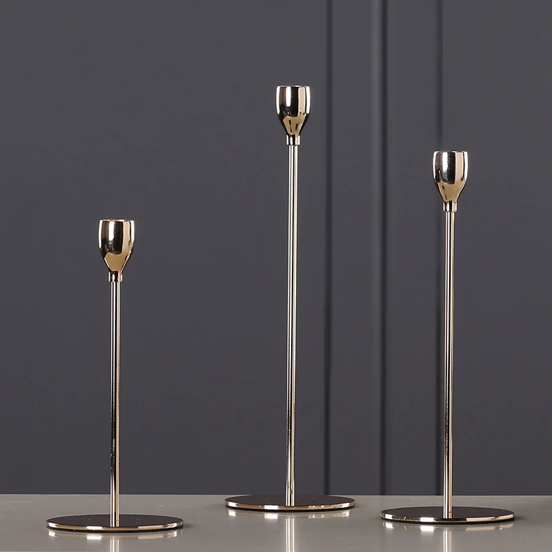 European Metal Electroplate Candle Holders Creative Golden Wedding Decoration Bar Party Living Room Decor Home Decor Candlestick