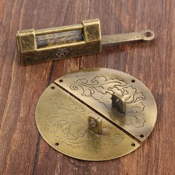 

Antique Furniture Decorative Padlock Chinese Old Lock Antique Box Toggle Latch Hasp Buckle Clasp For Jewelry Wooden Box Hardware