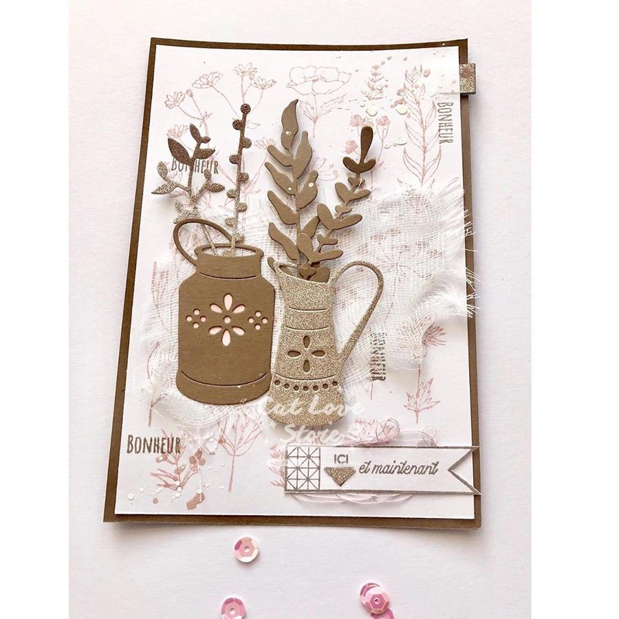 냄비 식물 상자 금속 절단 다이 스크랩북 스텐실 다이 컷 카드 만들기 DIY 장식 공예 엠보싱 새로운 다이 2019