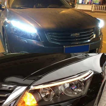 

2Pcs For Honda Accord 2011 2012 2013 2014 Car Headlight Eyebrow Decoration Yellow Turn Signal DRL LED Daytime Running Light