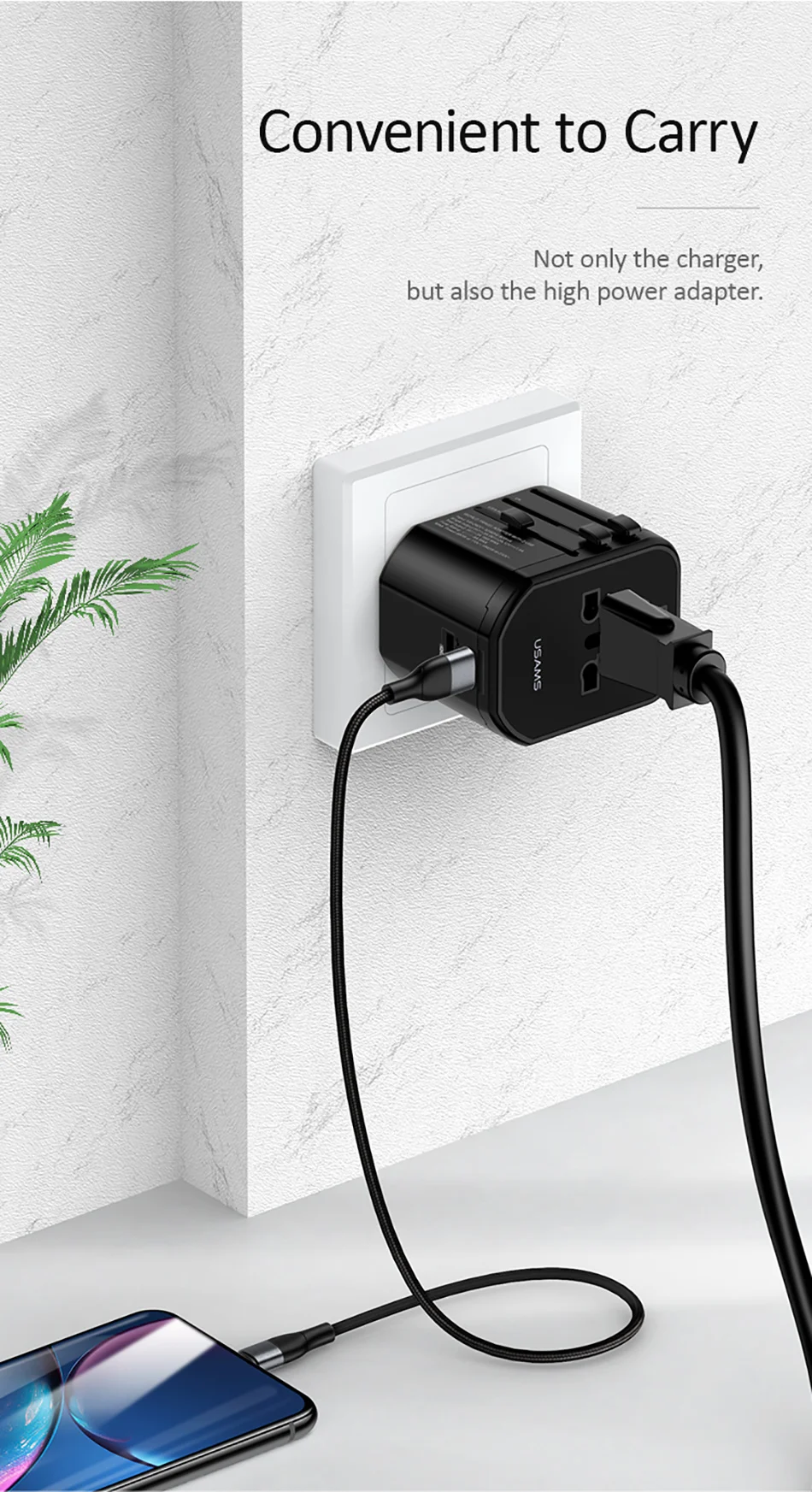 18 Вт Зарядное устройство USB для путешествий поддержка зарядного устройства AU/US/UK/EU USAMS Global charger PD QC 3,0 3A адаптер быстрой зарядки для iPhone samsung