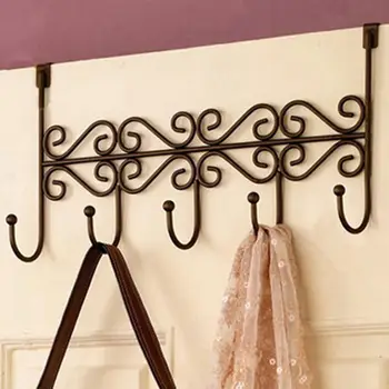 

Hot Metal 5-Hook Behind Door Hanger Bag Clothes Key Scarf Hanging Holder Home Storage Organizer Home storage perchero puerta