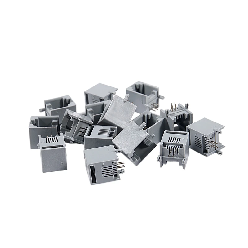 

15 sheets RJ 11 6P 4 C 6 Position 4 Contact Female connector PCB phone jack Gray