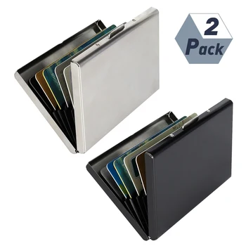 

2pcs High Quality Stainless Steel Metal Credit Card Holder Case Business Card Case Blocking Wallet Case Business Card Protection
